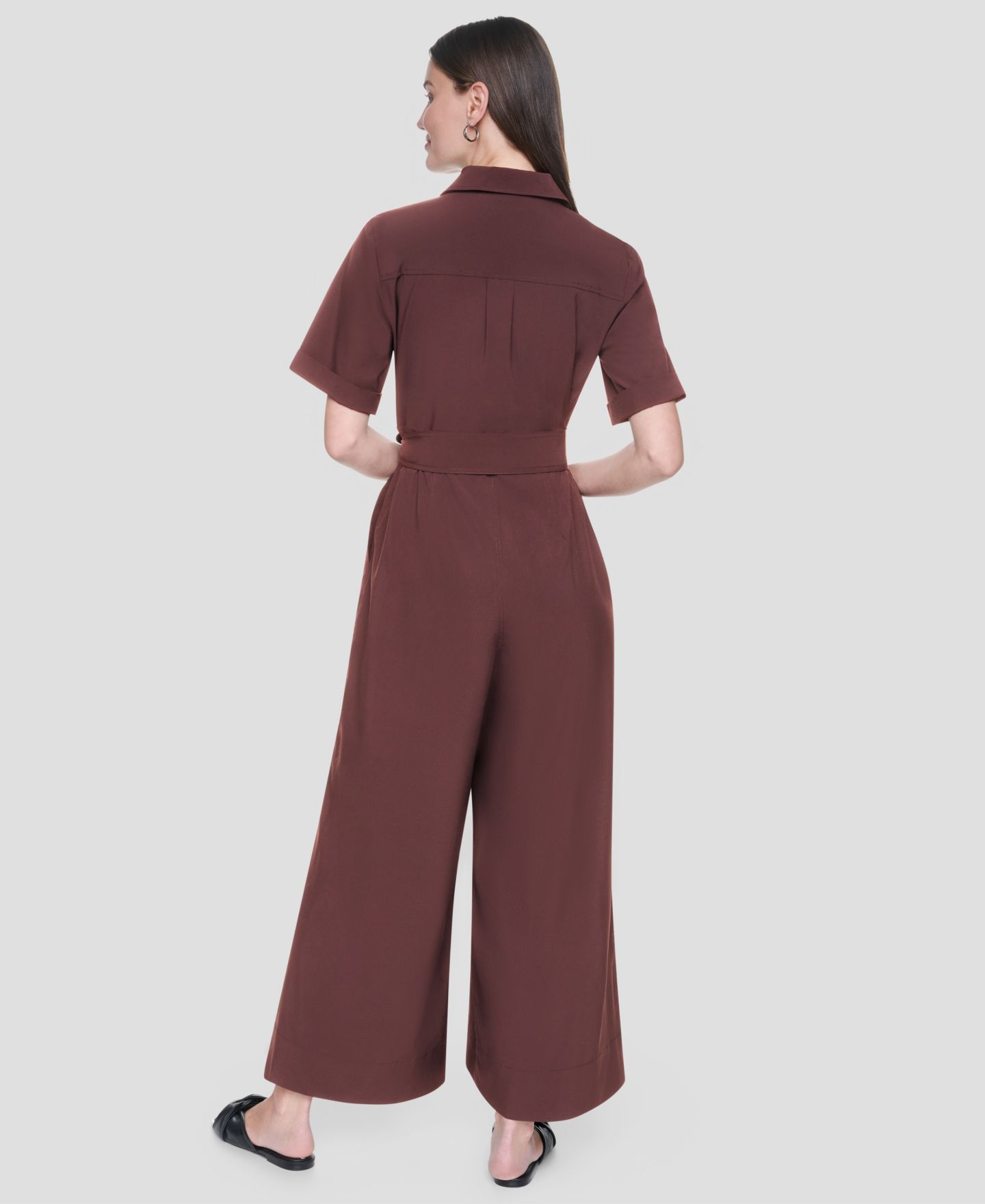 Женский комбинезон DKNY Short-Sleeve Wide-Leg Jumpsuit, цвет: Java — фото 5