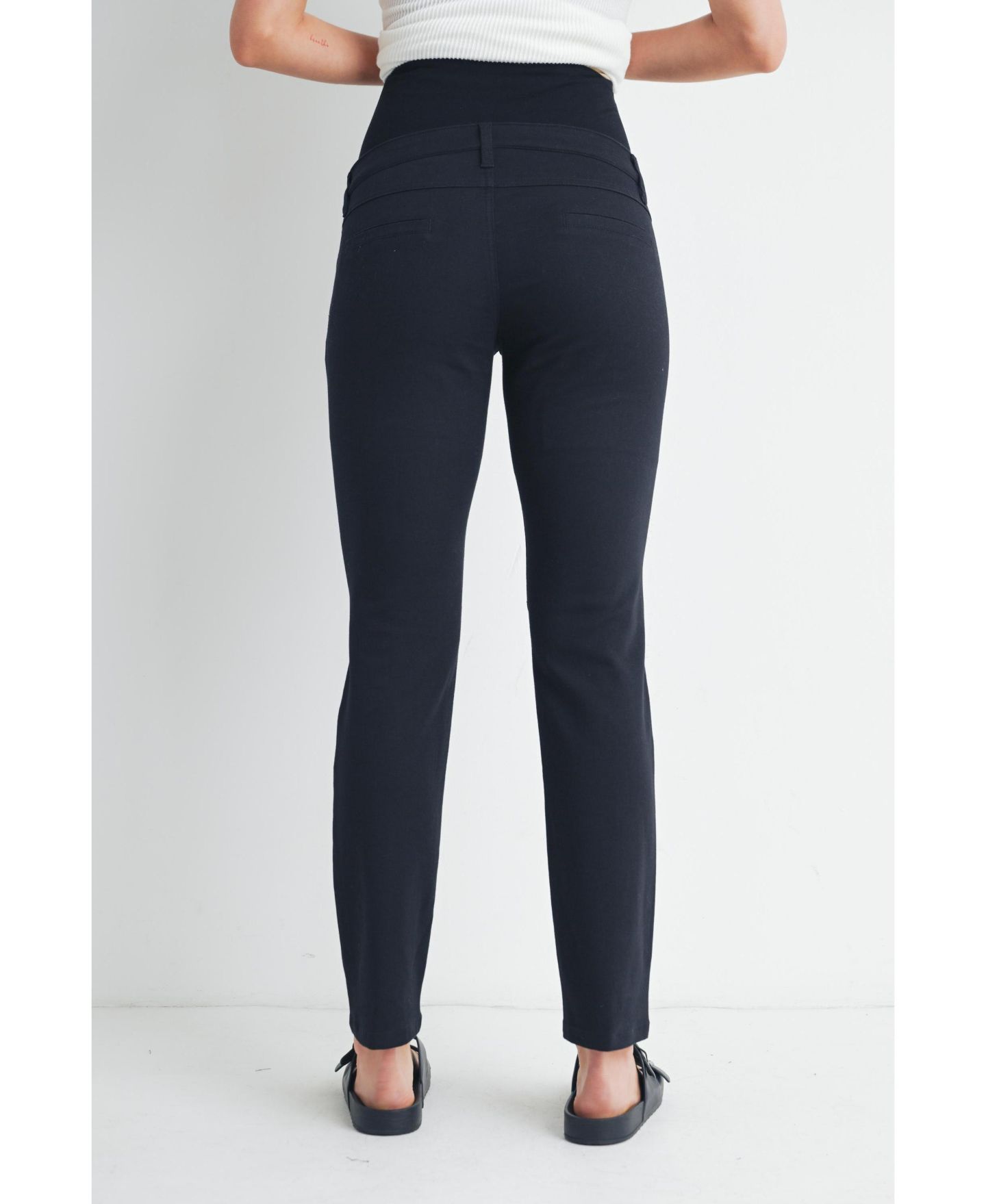Женские брюки Hello Miz Maternity Straight Leg Pants with Over the Belly Panel and Pockets, цвет: Чёрный — фото 3