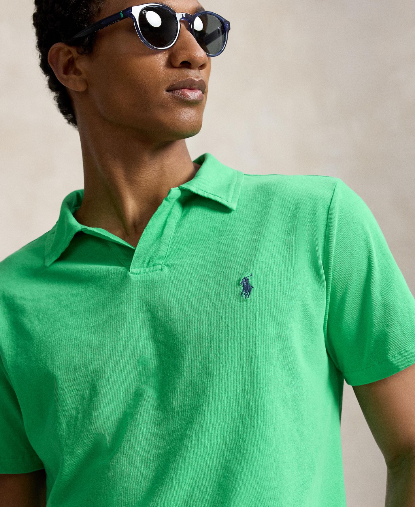 Мужское поло Polo Ralph Lauren Standard Fit Cotton-Linen Polo Shirt, цвет: Изумрудный зелёный — фото 3