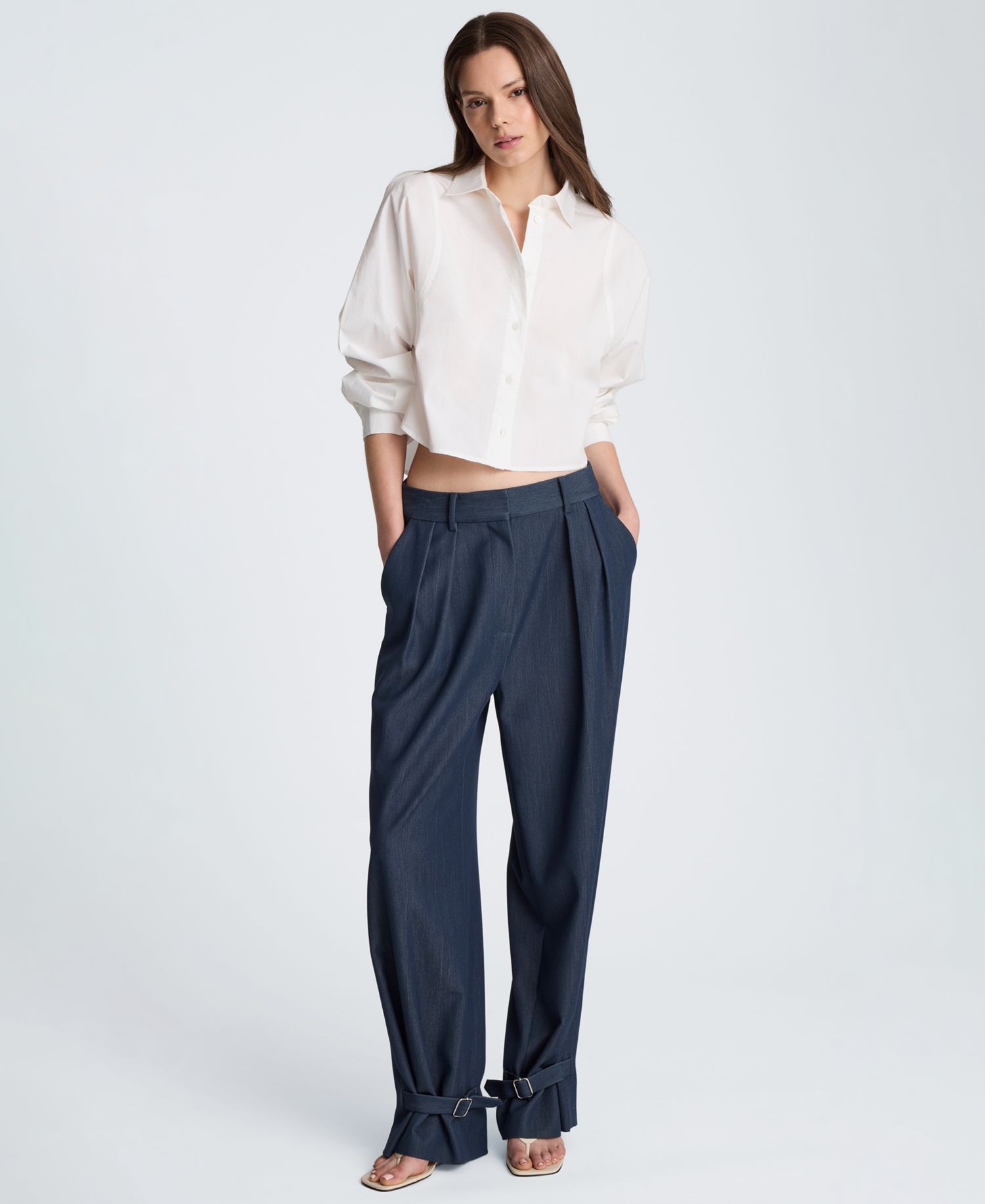 Women's High-Rise Belted Cuff Pants