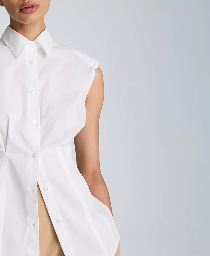 Women's Pleated Sleeveless Shirt - thumbnail 4