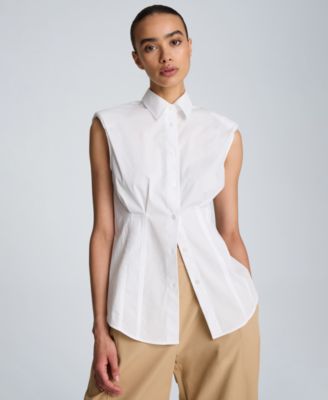 Women's Pleated Sleeveless Shirt
