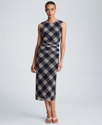 karen millen stripe knit dress Detail Fit-and-Flare swatch:cerise main image 1