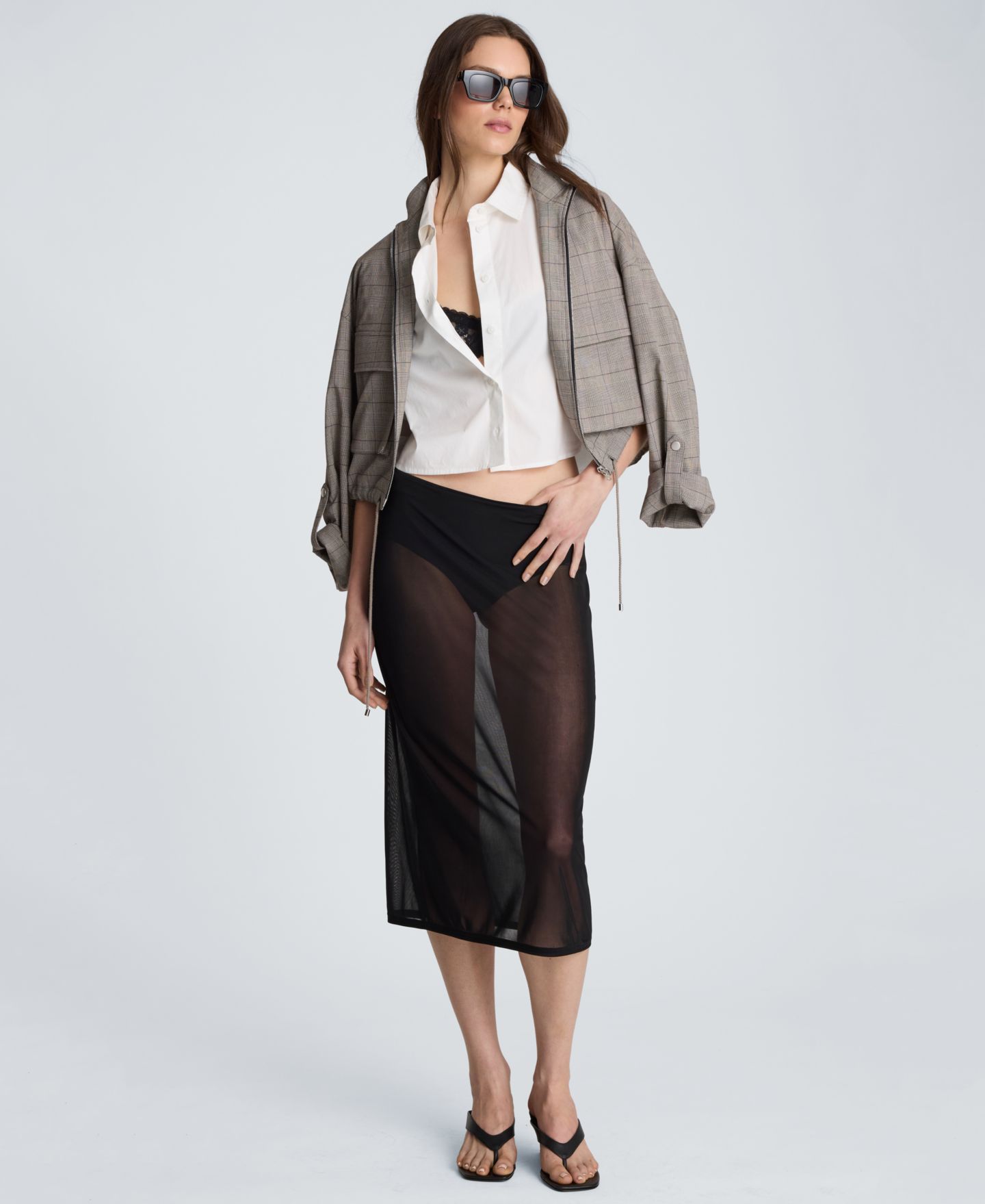 Женская юбка Kenneth Cole Pull on Mesh Midi with built in underwear, цвет: Чёрный — фото 2