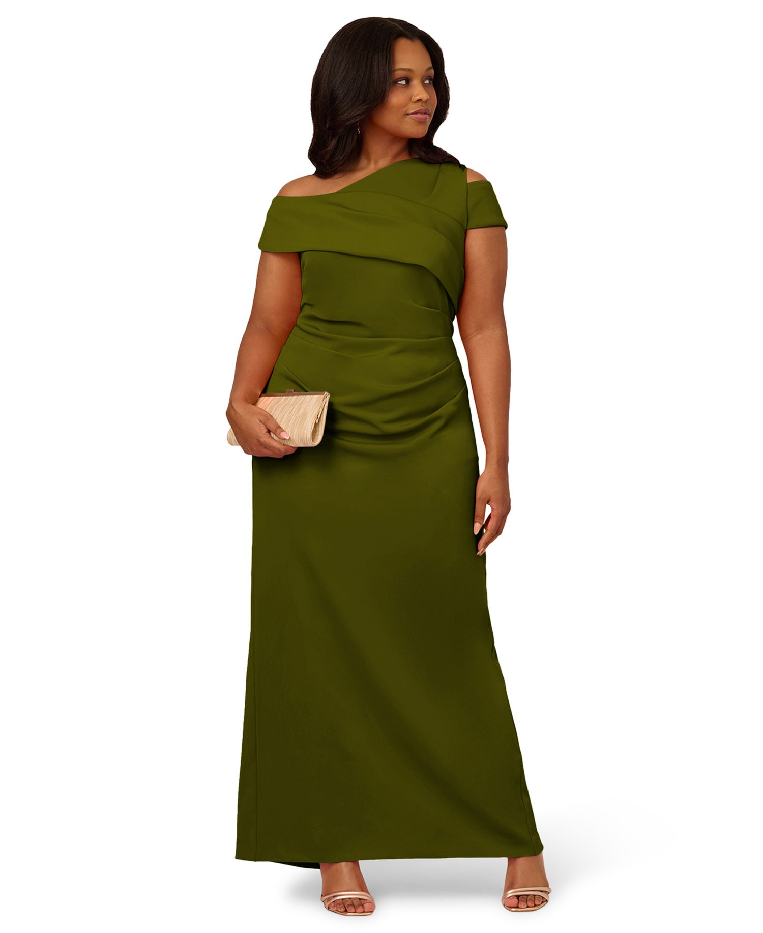 Plus Size Asymmetrical Draped Gown
