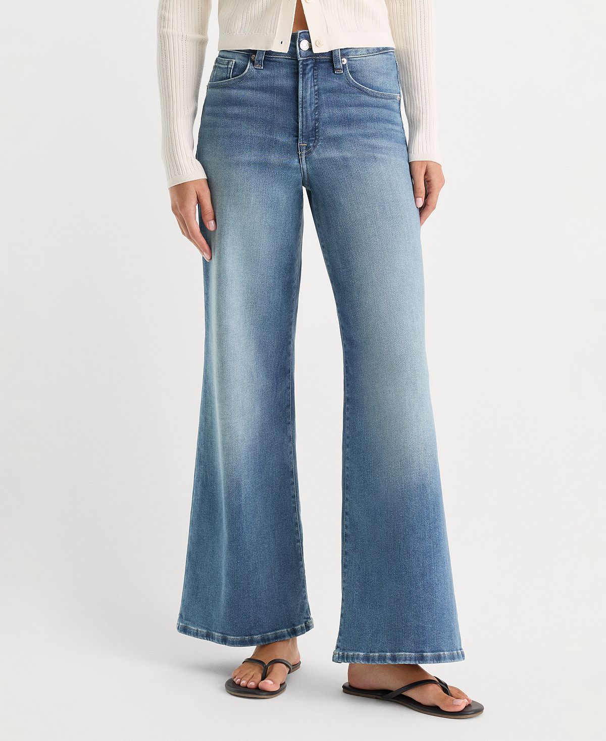 Good American Women's Soft Tech Good Waist Palazzo Ankle Jeans view 1 — MAYCSS fashion products