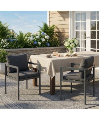  Outdoor Aluminum Patio Dining Chairs, Set of 2