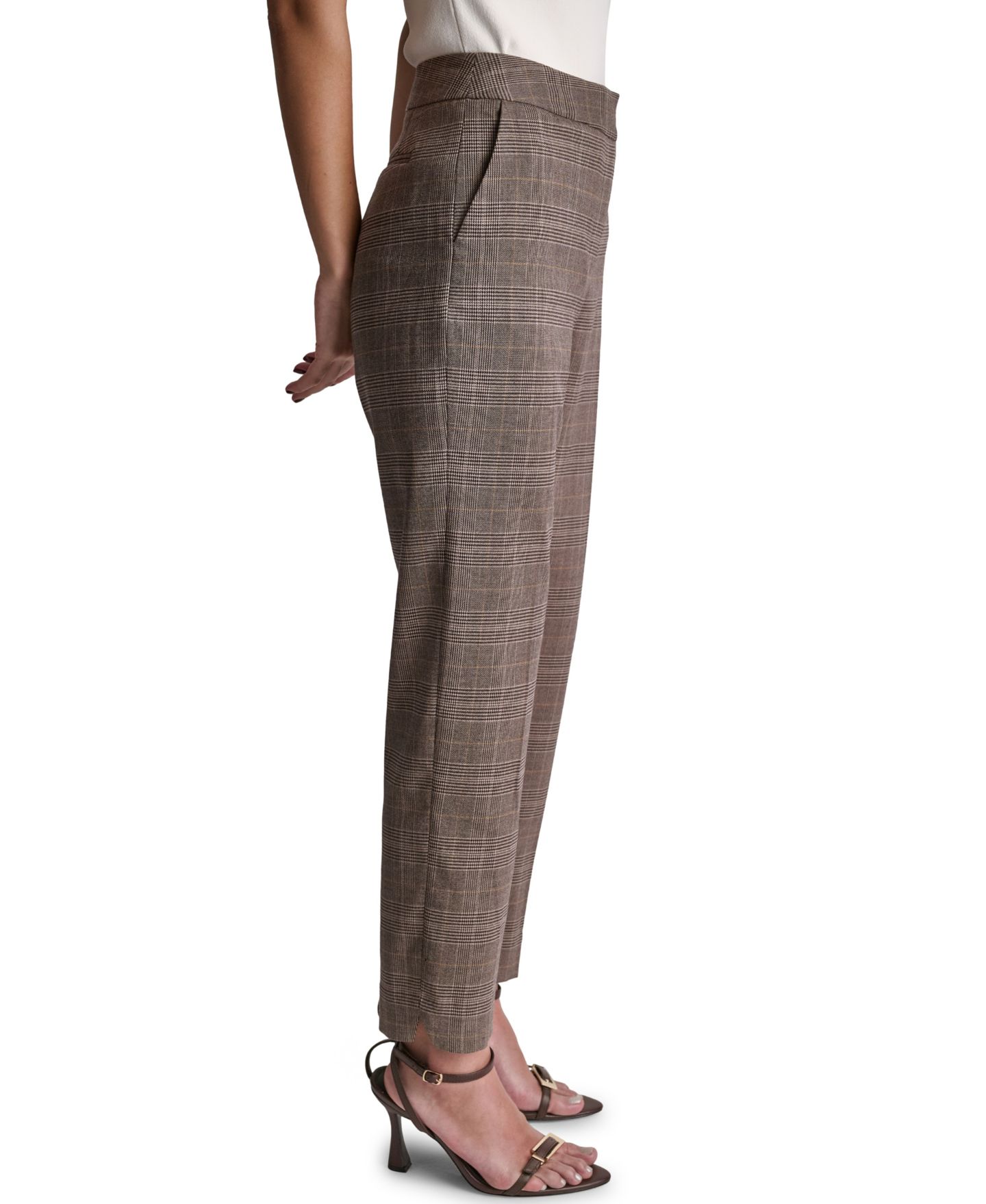 Женские брюки BCBG High-Rise Slim-Leg, цвет: Тёмно-коричневый сумеречный разноцветный — фото 3