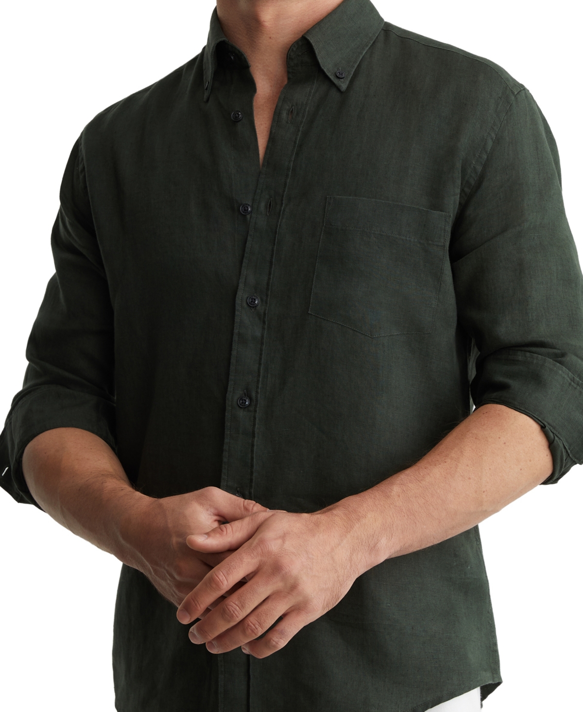 Reiss Men's Queens Linen Regular-Fit Button-Down Shirt