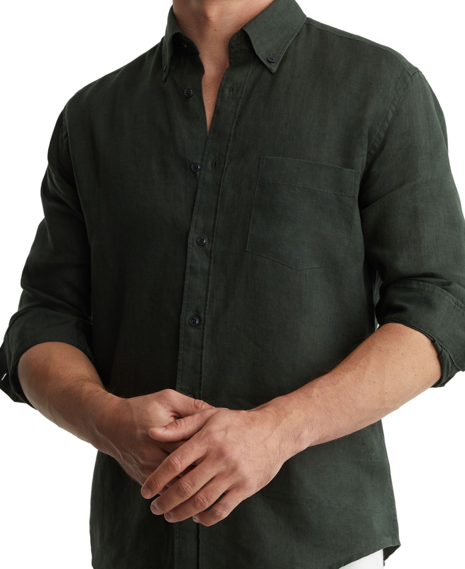Men's Queens Linen Regular-Fit Button-Down Shirt