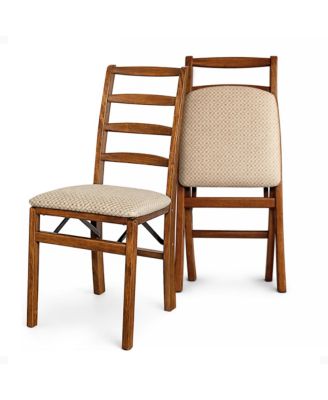Stakmore Shaker Ladderback Upholstered Seat Folding Chairs, Cherry (2 Pack)
