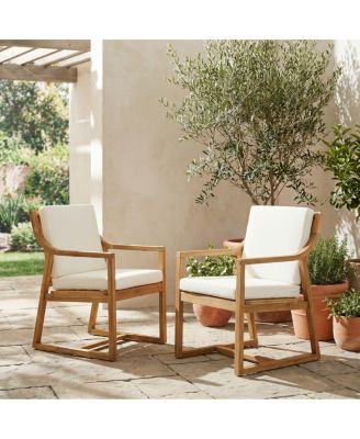 Outdoor Chairs for Patio, Backyard, Garden, Light Teak Wood+ Cushion