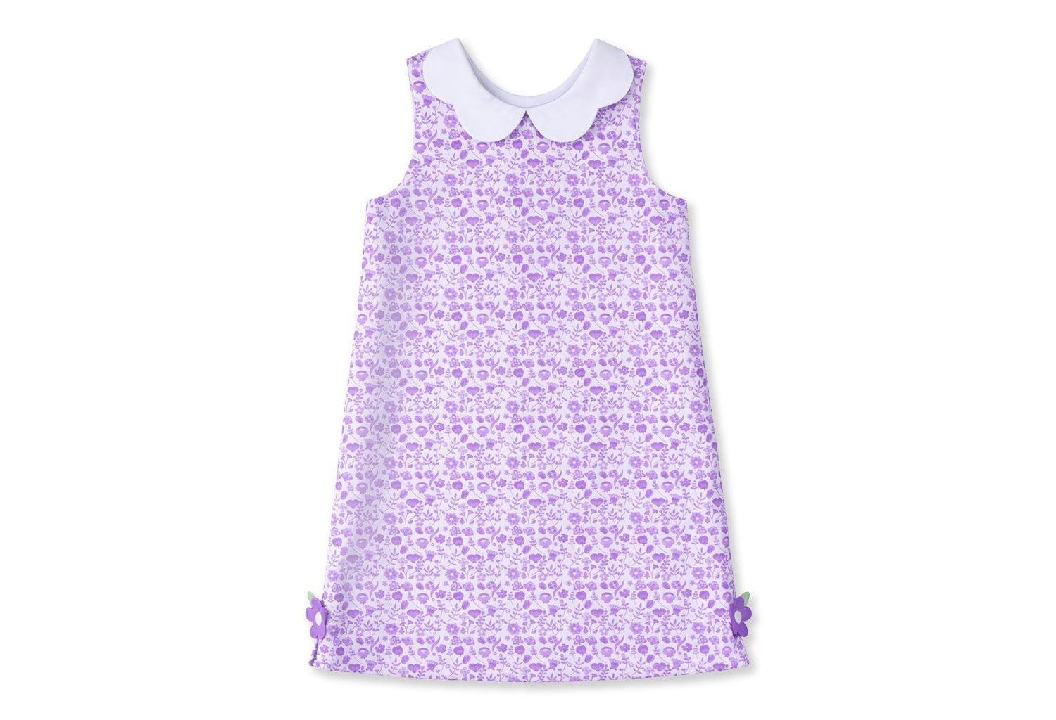 Little Girls Printed Pique Dress with Flowers