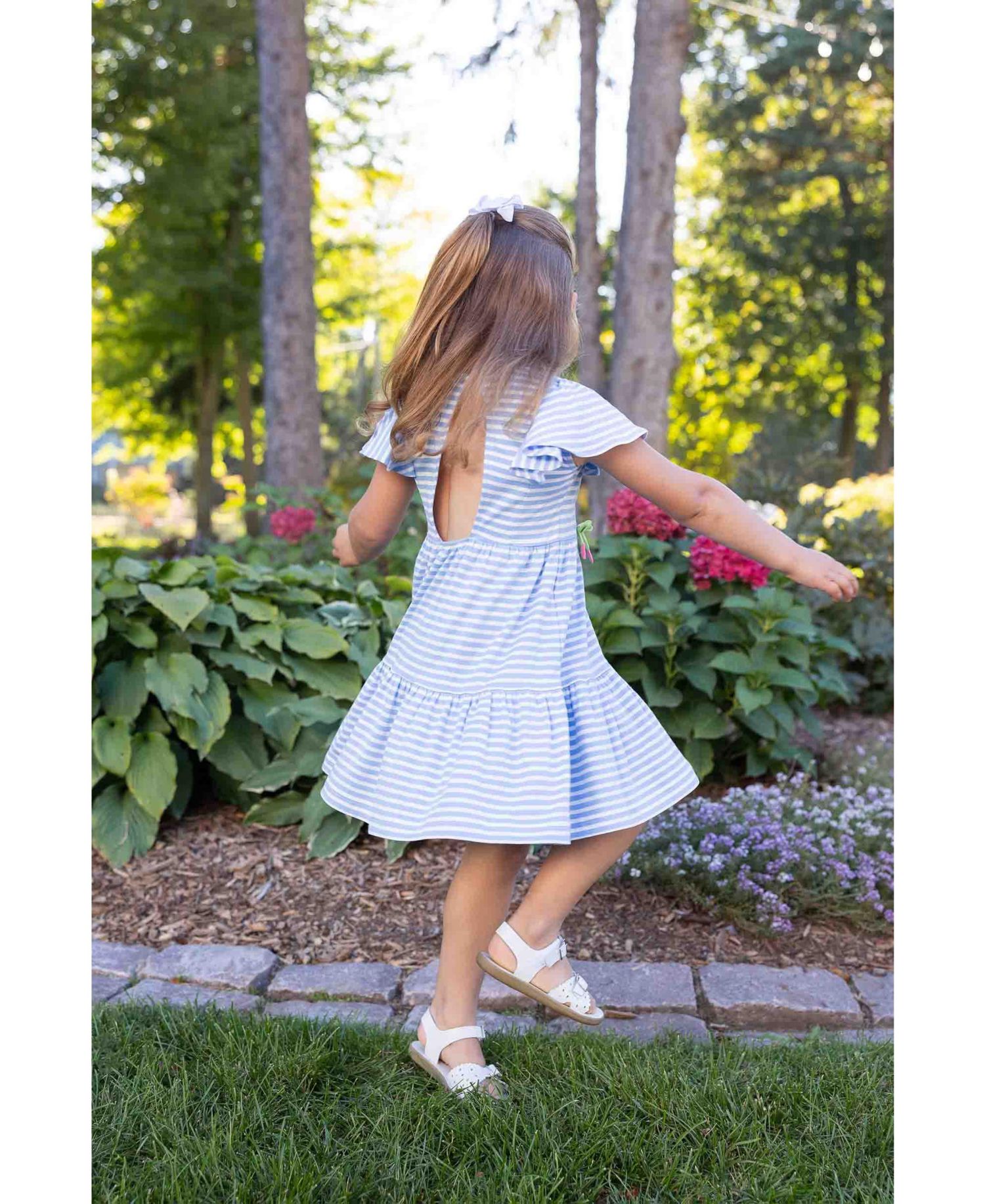 Big Girls Stripe Knit Dress With Heart Cherries