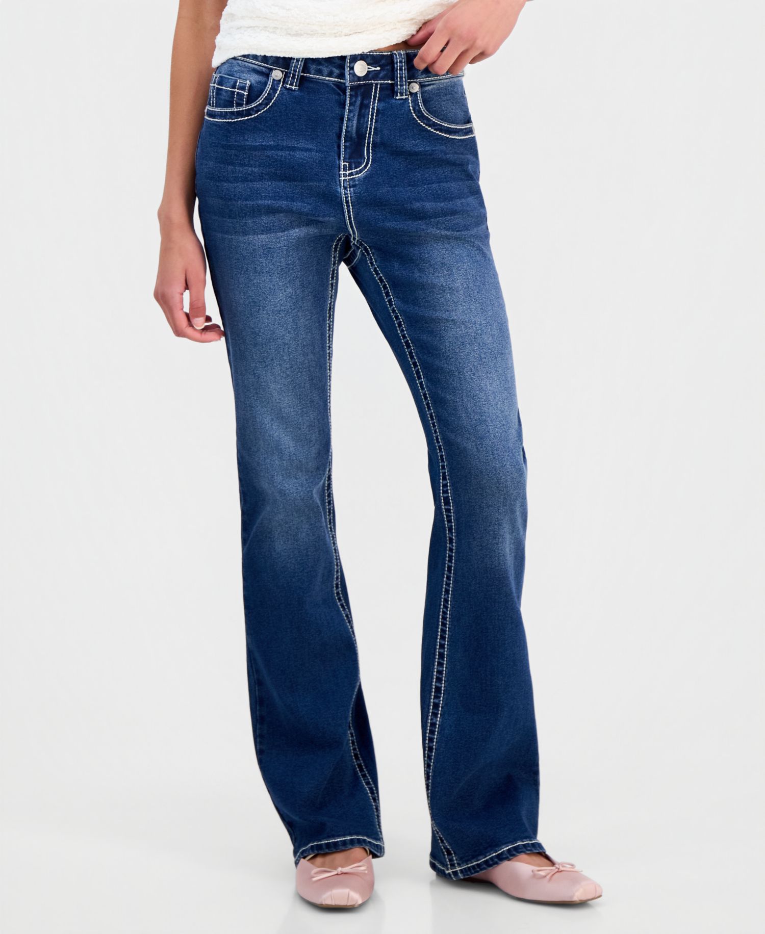 Juniors' High Rise Bootcut Jeans