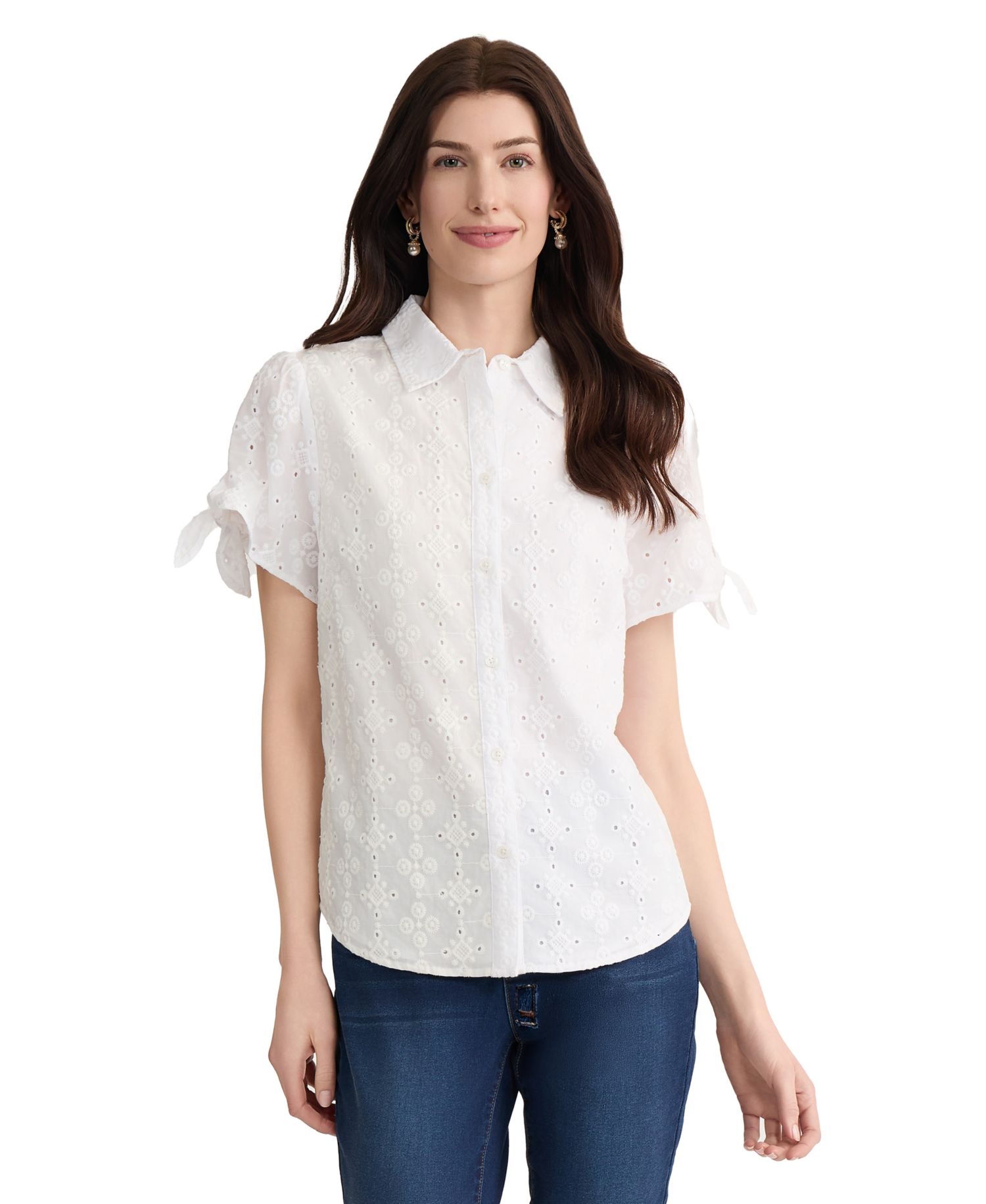 Petite Bandana Eyelet Blouse