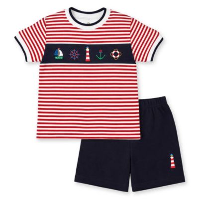 Little Boys Knit Short Set With Nautical Applique