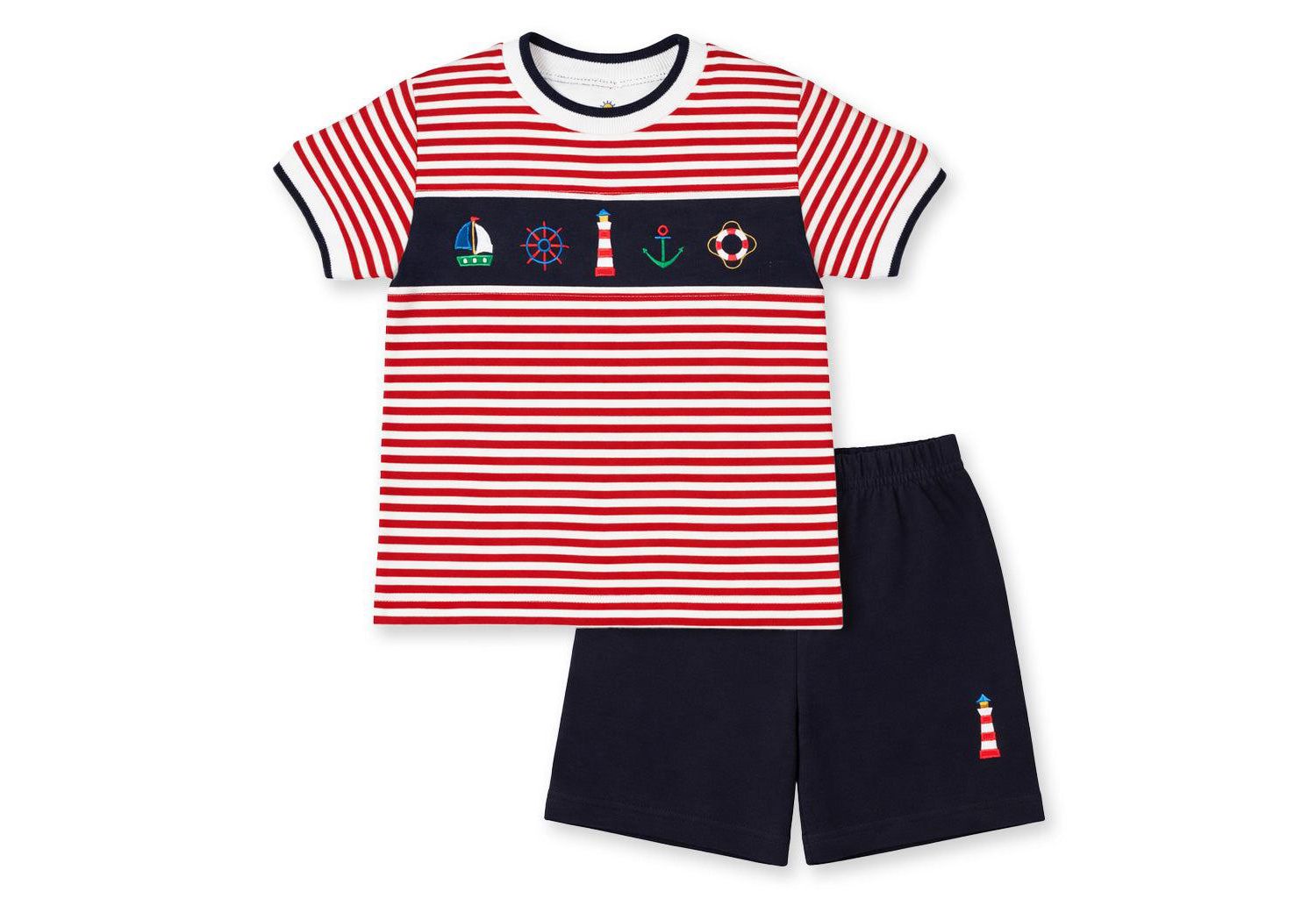 Little Boys Knit Short Set With Nautical Applique