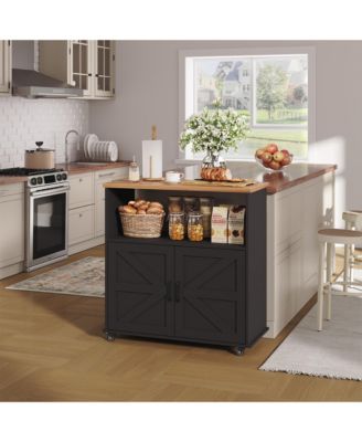 Rolling Kitchen Island with Storage Cabinet, Kitchen Cart, Portable Mobile Kitchen Island with Towel Rack  for Kitchen, Dining Room