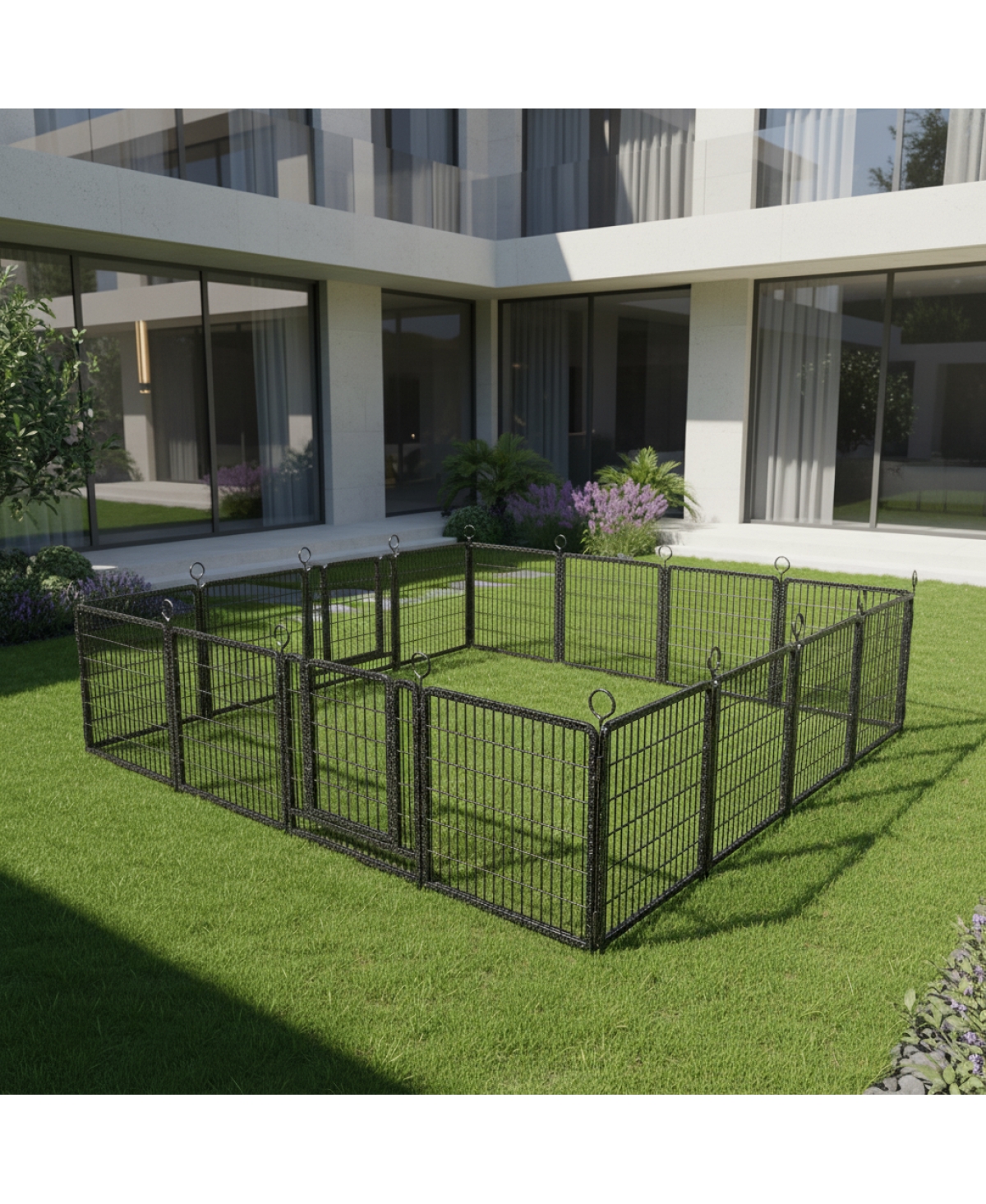 Streamdale Furniture 16-Panel Heavy-Duty Outdoor Dog Playpen, 40" Height, Portable and Anti-Rust