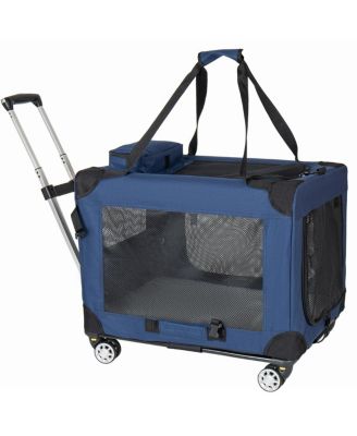  24'' Collapsible Rolling Dog Crate, Portable 3-Door Pet Kennel