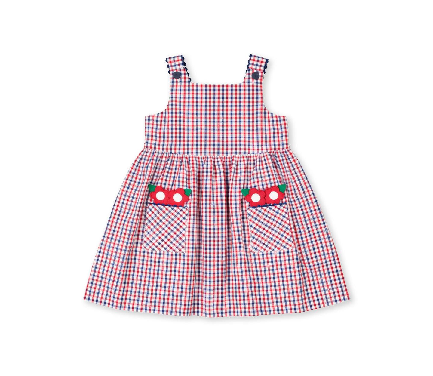 Платье Florence Eiseman Plaid Seersucker Dress With Flowers для девочек — фото 1