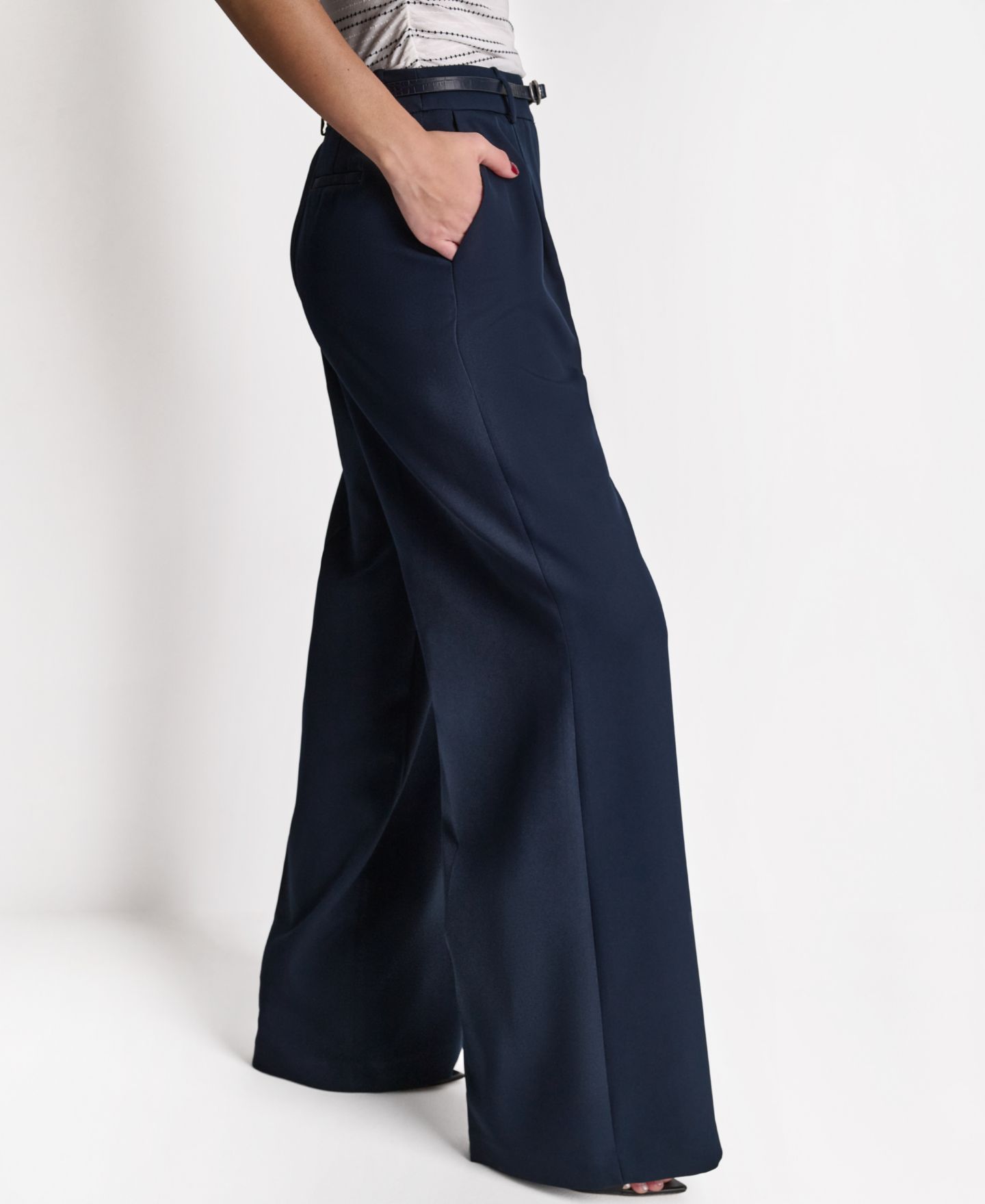 Женские брюки BCBG Wide-Leg High-Rise, цвет: Глубокий морской — фото 3