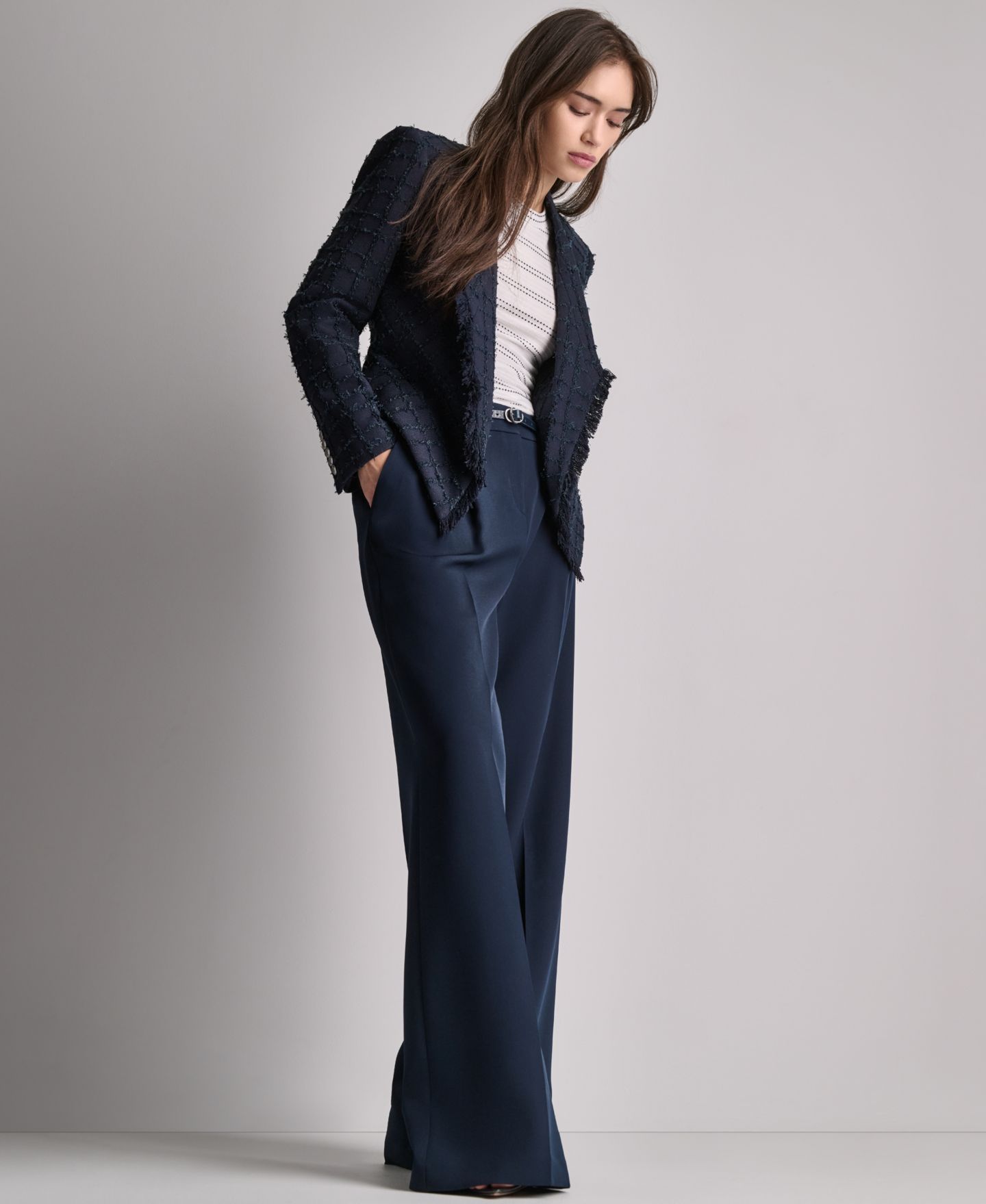 Женская куртка BCBG Open-Front Stand Collar, цвет: Глубокий морской — фото 7