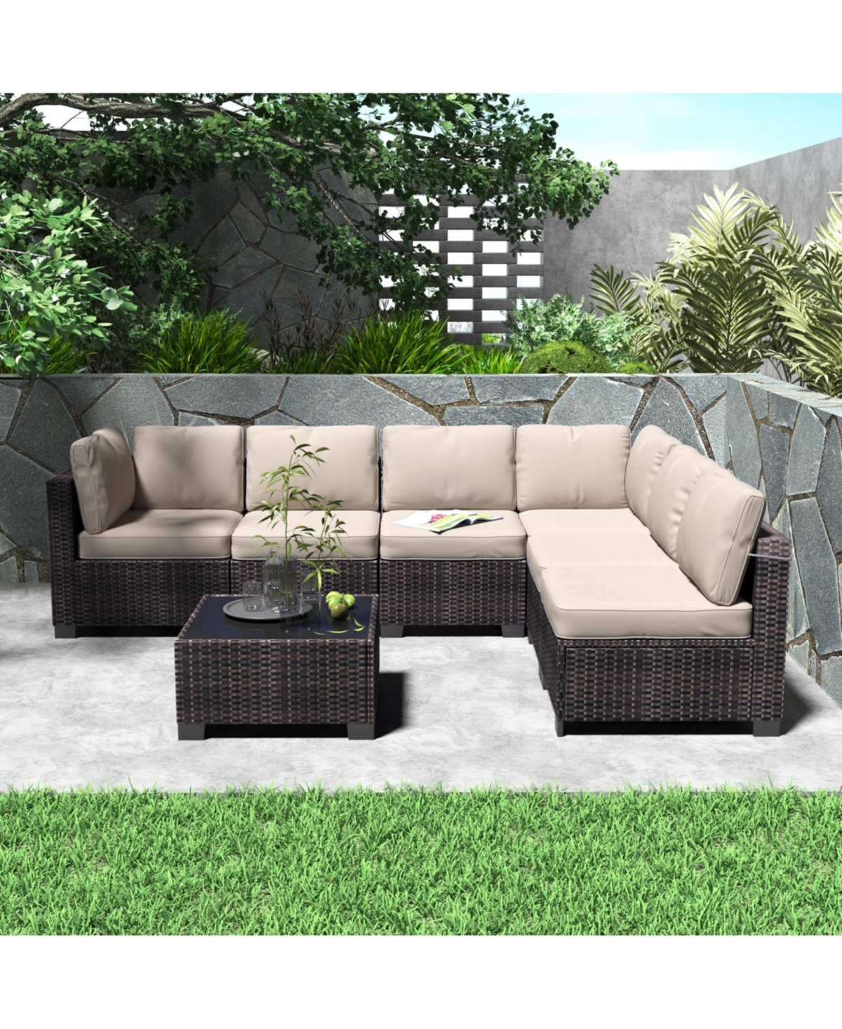 gaomon Shaped Patio Set with Table