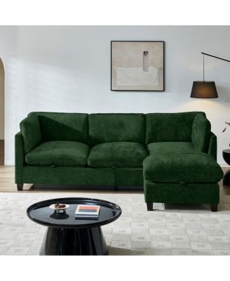 Chenille 96.5" Sectional Sofa with Ottoman