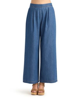 Women's Denim Wide-Leg Pull-On Pants