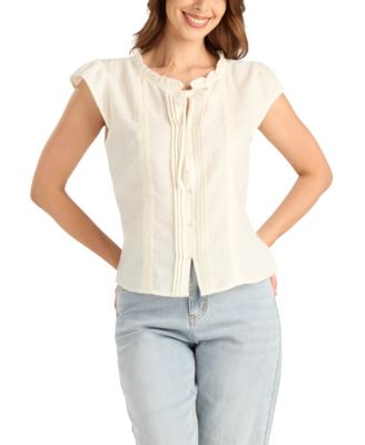 Women's Flutter Short-Sleeve Peplum Top