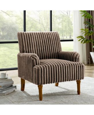 Corduroy Accent Chair with Wood Legs.