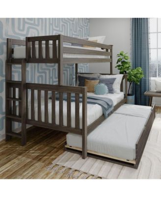 Max and Lily Bunk Bed With Ladder on End and Trundle