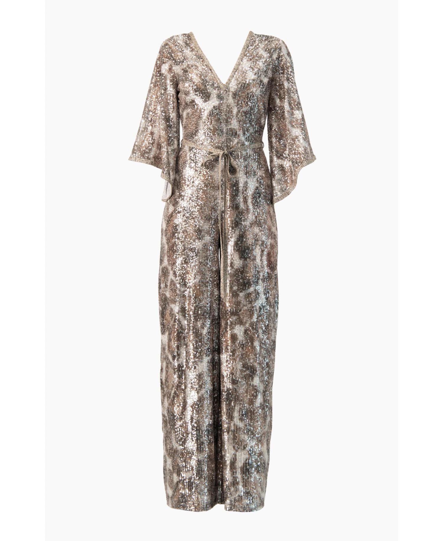 Women's Sequin Wide Leg V-Neck Jumpsuit