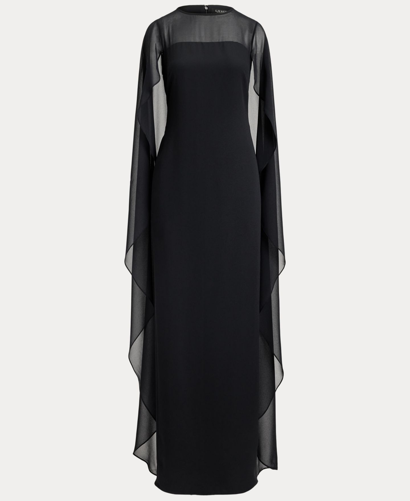 Женские платья Lauren Ralph Lauren Cape Georgette Gown, цвет: Чёрный — фото 6