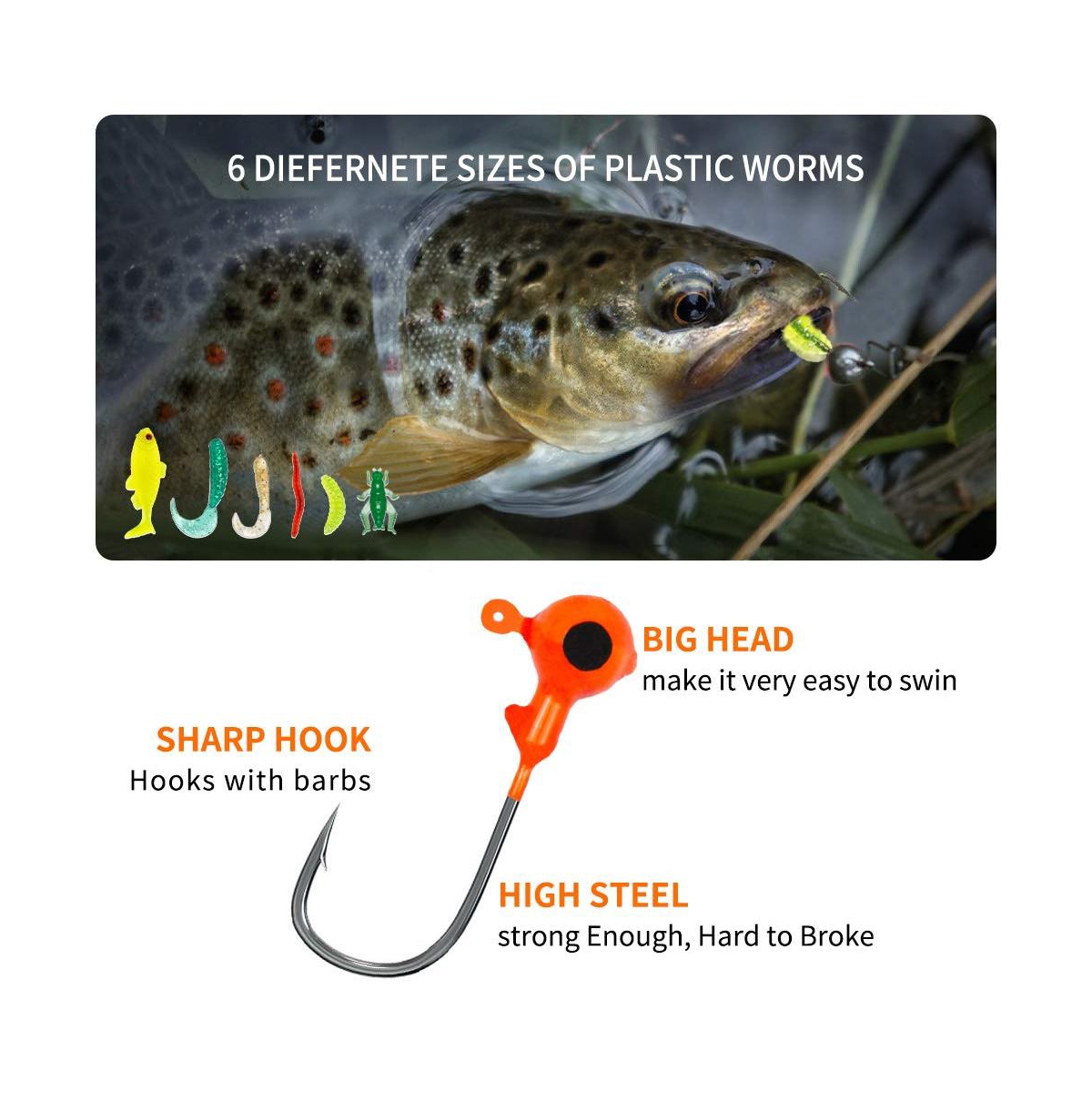 Gnuadz Fishing Lures Kit Spoon Soft Plastic Worms Bass Trout
