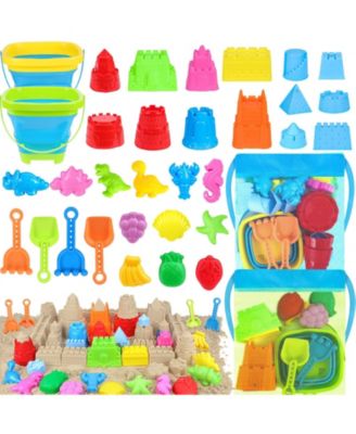32-piece Collapsible Beach Toys Sand Castle Kit Bucket Shovel Mesh Bag Kids 3-12