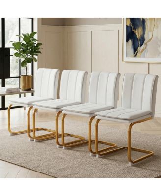 PU Leather Dining Chairs Set of 4 with Metal Legs