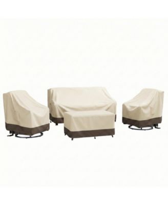 Outdoor Furniture Cover Waterproof 4 Piece Patio Furniture Set Cover for Outside Couch, Lawn Chairs, Coffee Table, Windproof with Buckle Strap