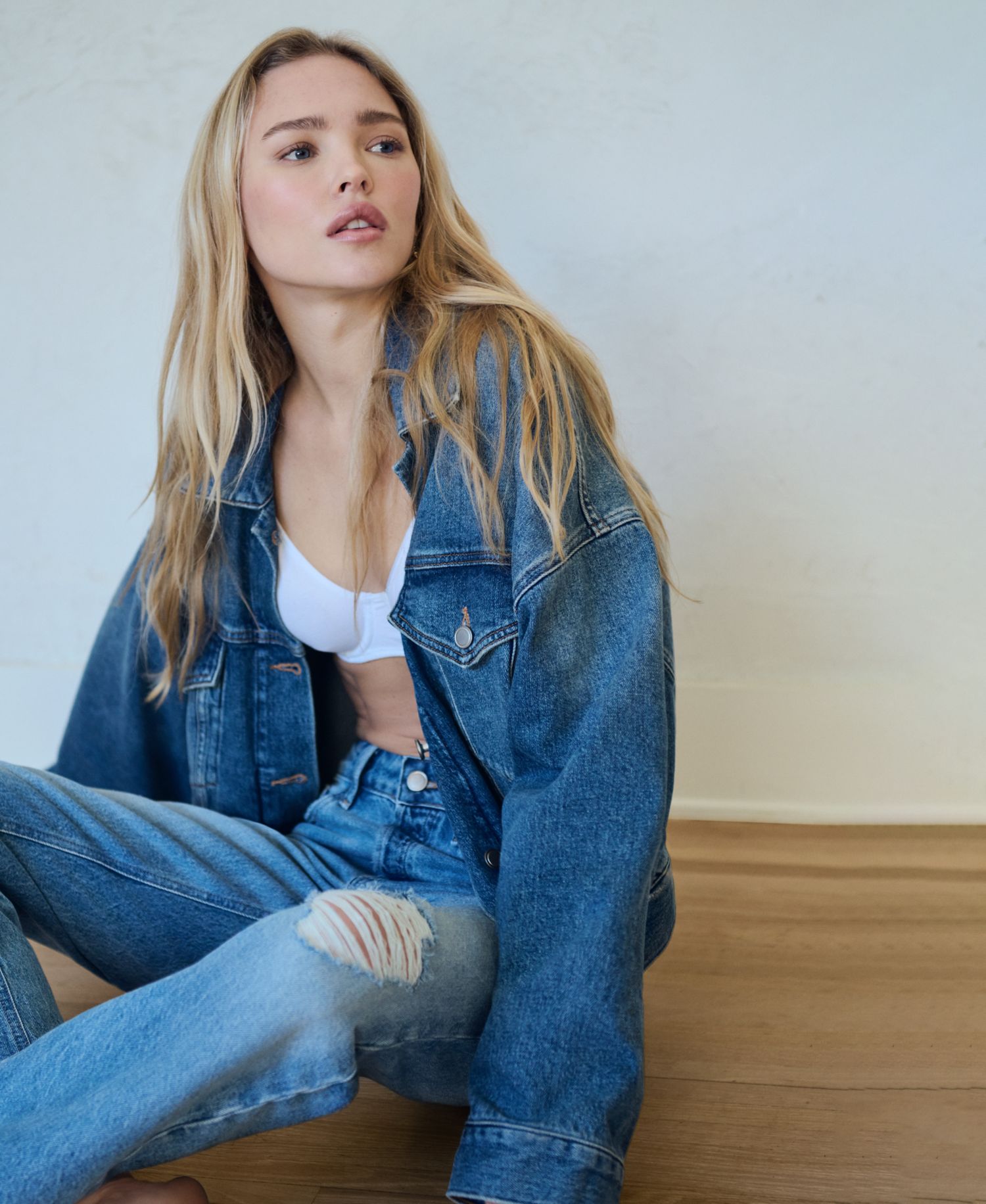 Women's Pleated Cropped Trucker Jacket
