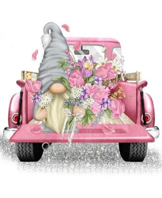 Stamped Cross Stitch Kit Truck Flower Gnome Beginner Needlecraft Wall Decor 13.8x13.8