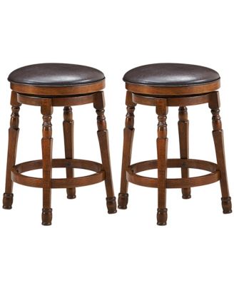 Set of 2 24 Inches Swivel Bar Stool Leather Padded Dining Kitchen Pub Chair Backless
