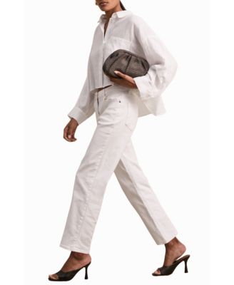 Women's Linen Oversize Cropped Shirt