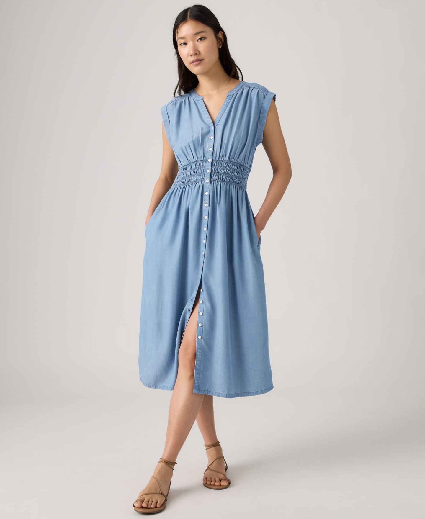 Женское платье Levi's Beatrice Button-Front Midi, цвет: Морской — фото 2