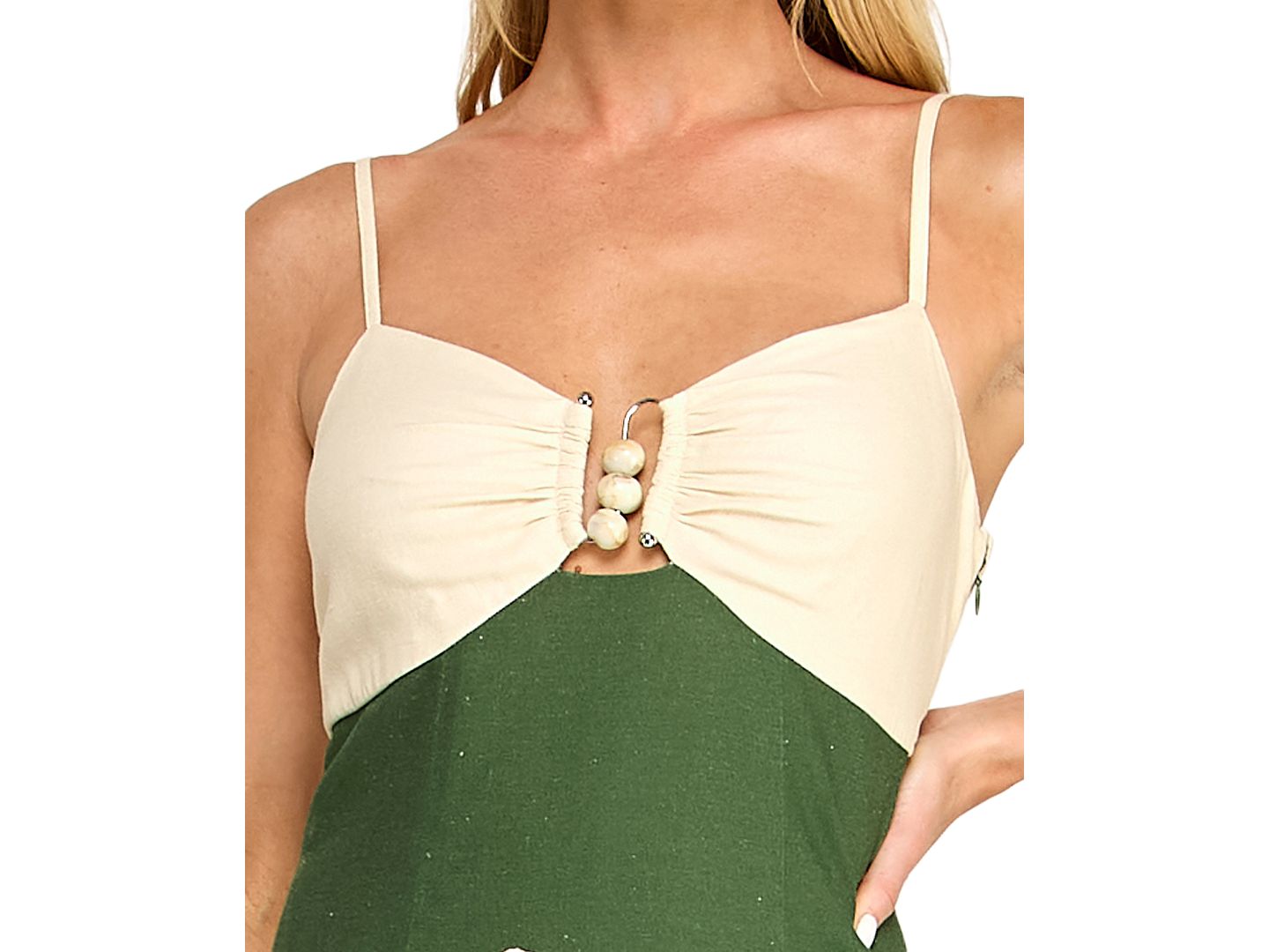 Женское платье Trixxi Juniors' Sleeveless Fit & Flare Midi Dress with Floral Placement Print, цвет: Оливковый — фото 4