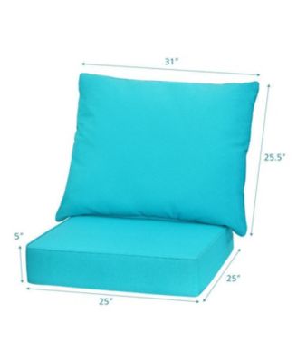 Deep Seat Chair Cushion Set with Backrest Tie Straps Indoor Outdoor Pads