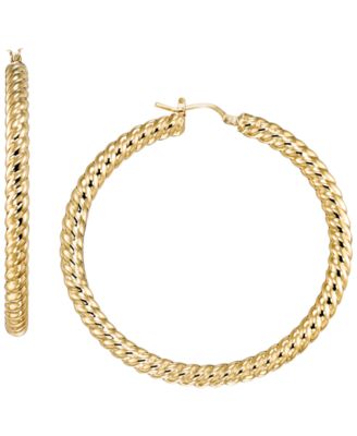 Twist Rope Hoop Earrings in 10k Yellow Gold