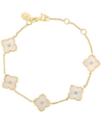 Effy Collection Simulated Pearl 104mm Diamond 120 ct tw Bracelet in Gold Over Silver - Gold Over Silver 1200$