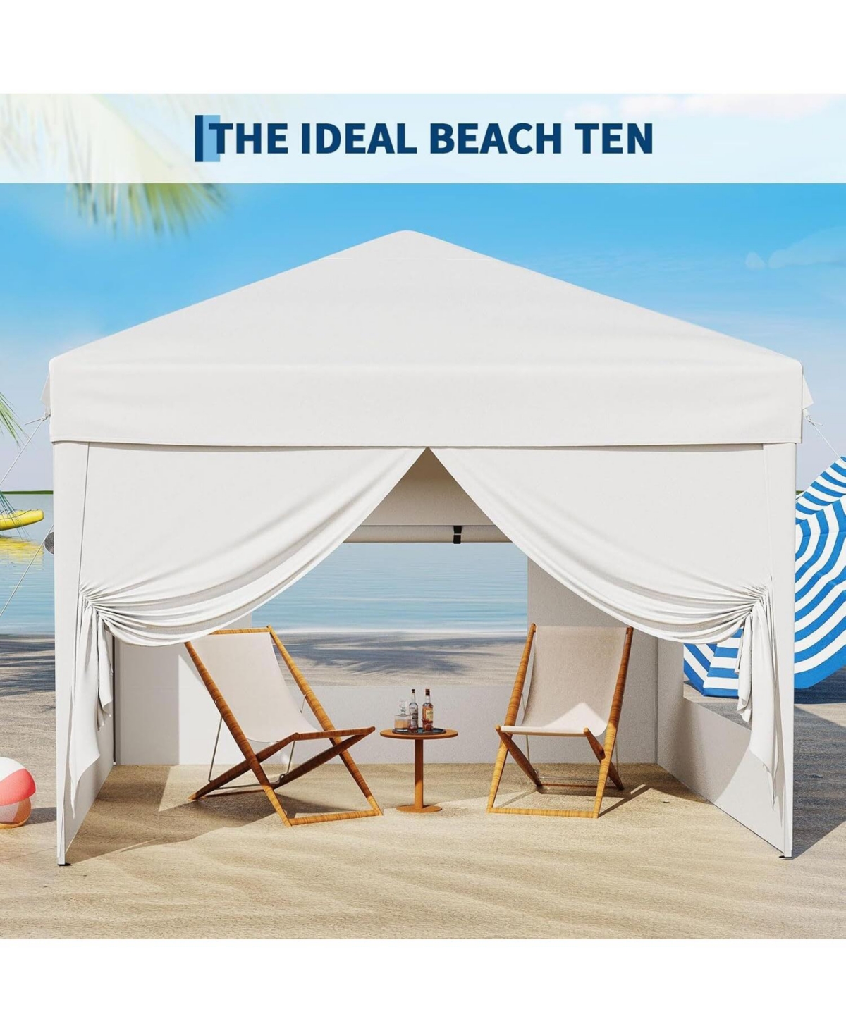 gaomon 10x10Feet Outdoor Pop Up Tent Canopy With 4 Sidewalls SandBag And Carry Bag For Camping, Backyard Parties
